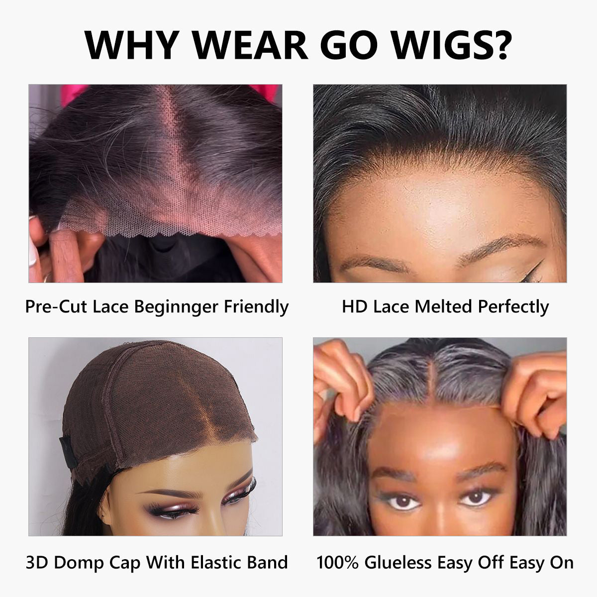 180% Density Water Wave Glueless Lace Closure Wigs Human Hair For Women
