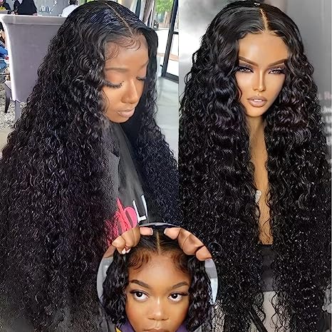180% Density Water Wave Glueless Lace Closure Wigs Human Hair For Women