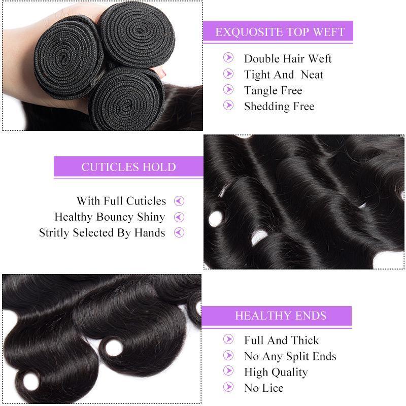 Morketic Mink Brazilian Body Wave Natural Black Virgin Remy Human Hair Weave 1 Bundle Deal