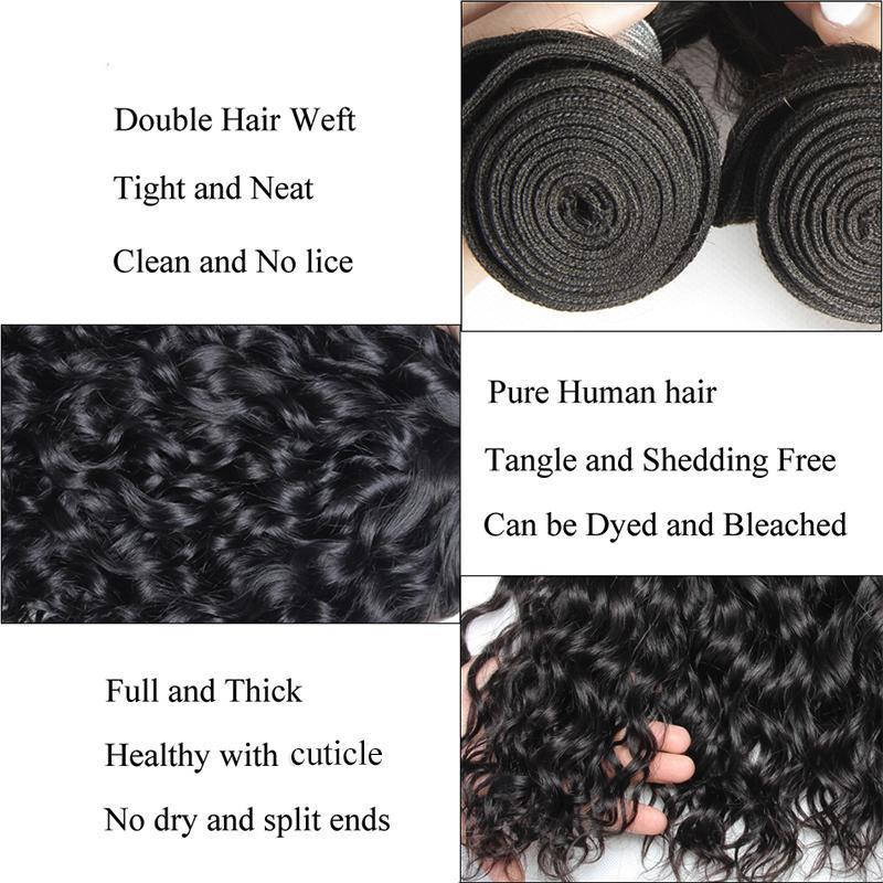 Morketic Natural Black Wet And Wavy Brazilian Water Wave Virgin Human Hair 1 Bundle Deal