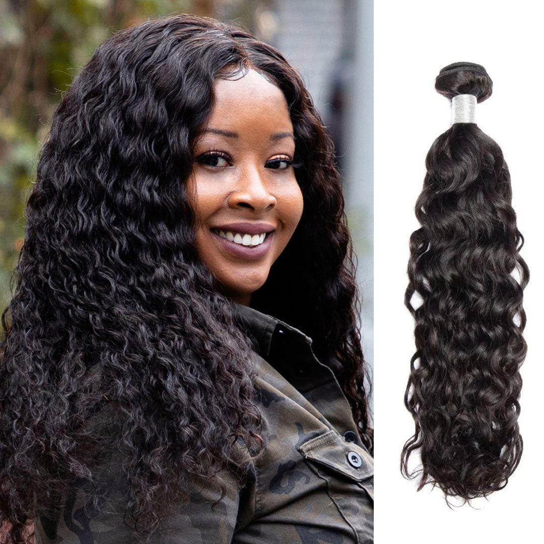 Morketic Natural Black Wet And Wavy Brazilian Water Wave Virgin Human Hair 1 Bundle Deal