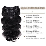 Load image into Gallery viewer, Morketic Body Wave Clip-Ins Hair Extensions Clip In Human Hair Extension 8 Pieces/Set
