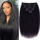 Load image into Gallery viewer, Morketic Clip-in Hair Kinky Straight Human Hair Extensions 8pcs Per Set with 18Clips