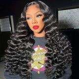 Load image into Gallery viewer, Morketic Loose Wave Natural Black 13x6 Lace Frontal Human Hair Wig Free Parting