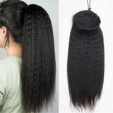 Load image into Gallery viewer, Morketic Yaki Straight Human Hair Drawstring Ponytail Human Hair Extensions