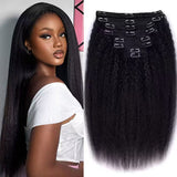 Load image into Gallery viewer, Morketic Clip-in Hair Kinky Straight Human Hair Extensions 8pcs Per Set with 18Clips