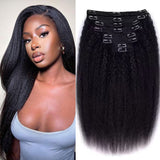 Load image into Gallery viewer, Morketic Clip-in Hair Kinky Straight Human Hair Extensions 8pcs Per Set with 18Clips