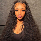 Load image into Gallery viewer, Deep Wave Natural Black 360 Lace Frontal Human Hair Wig Free Part