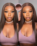 Load image into Gallery viewer, Chestnut Brown Colored Straight Pre-Cut 6x5 Lace Glueless Human Hair Wigs