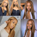 Load image into Gallery viewer, Morketic Honey Blonde with Piano Highlights Colored Straight 13x4 Lace Front Human Hair Wig