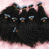 Load image into Gallery viewer, Morketic Afro-textured Kinky Curly Tape In Remy Hair Extensions #1B Natural Black