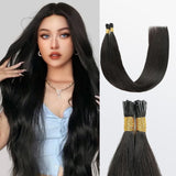 Load image into Gallery viewer, Morketic I Tip Hair Extensions Straight Natural Remy Human Hair (#1B Natural Black)