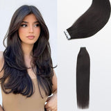 Load image into Gallery viewer, Morketic Premium Quality Straight Tape In Remy Hair Extensions #1B Natural Black