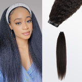Load image into Gallery viewer, Morketic Afro-textured Kinky Straight Tape In Remy Hair Extensions #1B Natural Black