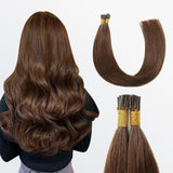 Load image into Gallery viewer, Morketic I Tip Hair Extensions Natural Remy Human Hair (#4 Chocolate Brown)