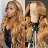 Load image into Gallery viewer, Light Brown Colored Body Wave 13x4 Lace Front Human Hair Wigs Free Part