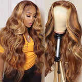 Load image into Gallery viewer, Honey Blonde Piano Highlight Color Body Wave 13x4/6x5 Lace Front Human Hair Wig