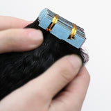 Load image into Gallery viewer, Morketic Afro-textured Kinky Straight Tape In Remy Hair Extensions #1B Natural Black