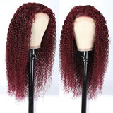 Load image into Gallery viewer, Burgundy Red Auburn Colored Jerry Curly 13x4 Lace Front Human Hair Wigs