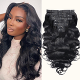 Load image into Gallery viewer, Morketic Seamless Clip in Hair Extensions Human Hair Body Wave PU Clip ins with Invise Edge for Women