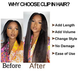 Load image into Gallery viewer, Morketic Clip-in Hair Kinky Straight Human Hair Extensions 8pcs Per Set with 18Clips