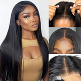 Load image into Gallery viewer, Straight Natural Black Glueless 6x5 Pre-Cut Lace Closure Human Hair Wigs