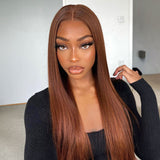 Load image into Gallery viewer, Chestnut Brown Colored Straight Pre-Cut 6x5 Lace Glueless Human Hair Wigs