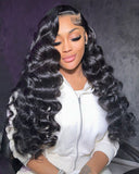 Load image into Gallery viewer, Morketic Loose Wave Natural Black 13x6 Lace Frontal Human Hair Wig Free Parting