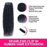Load image into Gallery viewer, Morketic Seamless Clip in Hair Extensions Human Hair Curly PU Clip ins Human Hair for Women