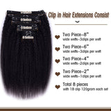 Load image into Gallery viewer, Morketic Clip-in Hair Kinky Straight Human Hair Extensions 8pcs Per Set with 18Clips