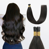Load image into Gallery viewer, Morketic I Tip Hair Extensions Straight Natural Remy Human Hair (#1B Natural Black)