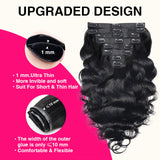 Load image into Gallery viewer, Morketic Seamless Clip in Hair Extensions Human Hair Body Wave PU Clip ins with Invise Edge for Women