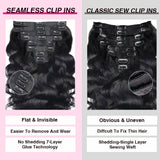 Load image into Gallery viewer, Morketic Seamless Clip in Hair Extensions Human Hair Body Wave PU Clip ins with Invise Edge for Women