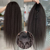 Load image into Gallery viewer, Morketic Yaki Straight Human Hair Drawstring Ponytail Human Hair Extensions