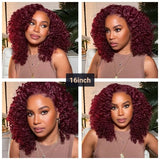 Load image into Gallery viewer, Burgundy Red Auburn Colored Jerry Curly 13x4 Lace Front Human Hair Wigs