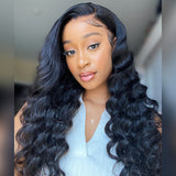 Load image into Gallery viewer, Morketic Loose Wave Natural Black 13x6 Lace Frontal Human Hair Wig Free Parting