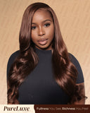 Load image into Gallery viewer, Pure-Luxe™ Dark Brown Colored Glueless 13x6 Ultra-Dense Silky Straight/Body WaveHuman Hair Wig Pre-Cut Lace