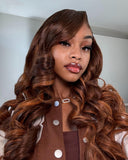 Load image into Gallery viewer, Balayage Caramel Brown Honey Blonde Multi-Color 6x5 Pre-Cut Lace Glueless Loose Body Wave Human Hair Wig