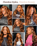 Load image into Gallery viewer, Balayage Caramel Brown Honey Blonde Multi-Color 6x5 Pre-Cut Lace Glueless Loose Body Wave Human Hair Wig