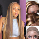 Load image into Gallery viewer, Morketic Honey Blonde with Piano Highlights Colored Straight 13x4 Lace Front Human Hair Wig