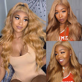 Load image into Gallery viewer, Light Brown Colored Body Wave 13x4 Lace Front Human Hair Wigs Free Part