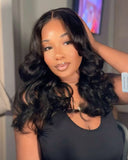Load image into Gallery viewer, Glueless Natural Black Wavy Blowout 6x5 Pre-Cut Lace Human Hair Wigs