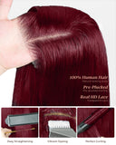 Load image into Gallery viewer, 【Limited Design】Burgundy Red 99J Color Straight Glueless 6x5 Pre-Cut Lace Human Hair Wig