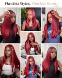 Load image into Gallery viewer, 【Limited Design】Burgundy Red 99J Color Straight Glueless 6x5 Pre-Cut Lace Human Hair Wig
