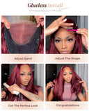 Load image into Gallery viewer, 【Limited Design】Burgundy Red 99J Color Straight Glueless 6x5 Pre-Cut Lace Human Hair Wig