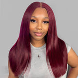 Load image into Gallery viewer, 【Limited Design】Burgundy Red 99J Color Straight Glueless 6x5 Pre-Cut Lace Human Hair Wig