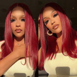 Load image into Gallery viewer, 【Limited Design】Burgundy Red 99J Color Straight Glueless 6x5 Pre-Cut Lace Human Hair Wig