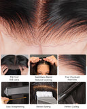 Load image into Gallery viewer, Glueless Natural Black Wavy Blowout 6x5 Pre-Cut Lace Human Hair Wigs