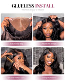 Load image into Gallery viewer, Glueless Natural Black Wavy Blowout 6x5 Pre-Cut Lace Human Hair Wigs
