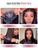 Load image into Gallery viewer, Jerry Curly Natural Black 6x5 Pre-cut Lace Closure Glueless Human Hair Wig Middle Part